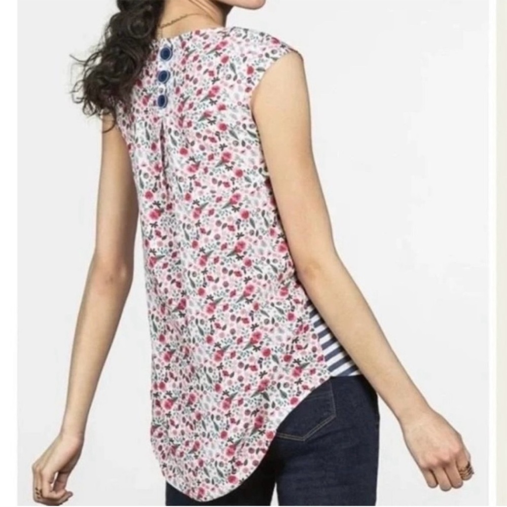 Matilda Jane Womens State Lines Floral Stripe Mixed‎ Media Top Size xs